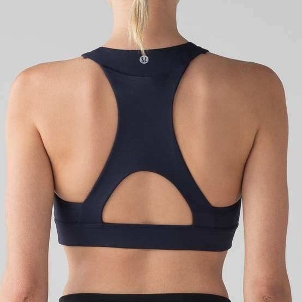 lululemon athletica Navy Racerback Cutout Sports Bra with Keyhole Back
